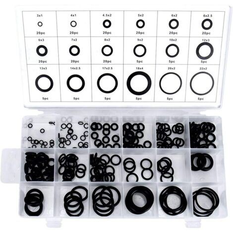225 Pcs O-Rings - Assortment of 18 Different Sizes - 3-22mm