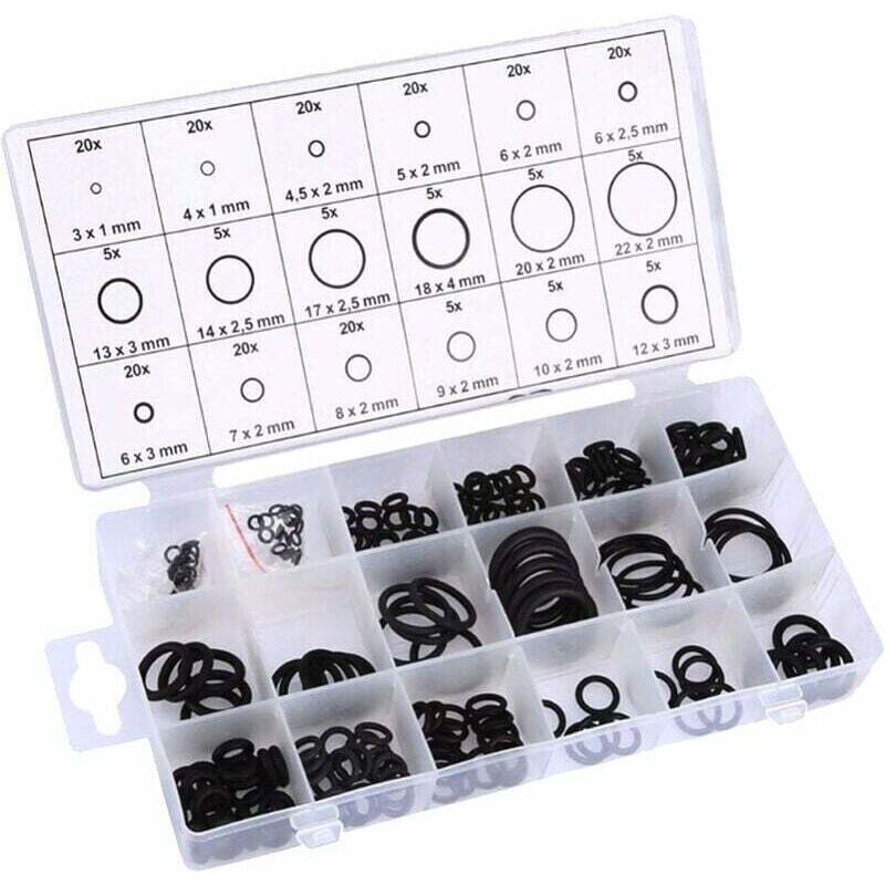 Image of 225-piece Rubber O-Ring Assortment Kit, 18&hellip;