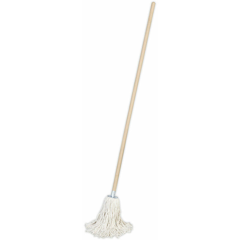 225g Pure Yarn Cotton Mop - Highly Absorbent Cotton Head - Wooden Handle