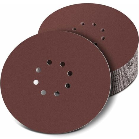 225mm Disque de Ponçage,30 Pcs Disque abrasif circulaire,8 trous Papier abrasif ponceuse,papier abrasif pour ponceuse à sec ponceuse girafe(120 240 grain)
