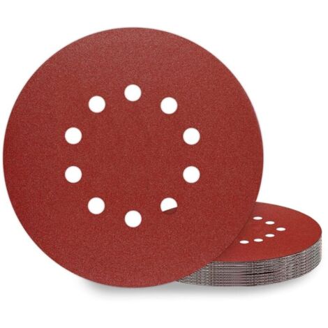 225mm Sanding Discs, 10 Pieces, P150 Grit, 10 Holes, 225mm Round Abrasive Discs, Sandpaper for Sanders