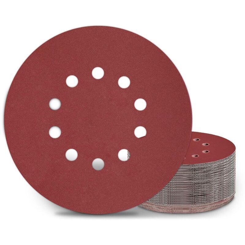 225mm Sanding Discs, 25 Pieces, P240 Grit, 10 Holes, 225mm Round Abrasive Discs, Sandpaper for Sanders