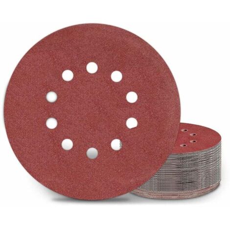 225mm Sanding Discs, 25Pcs P120 Grit 10 Hole Round Sanding Pads, for Long Neck Sanders, Drywall Grinders and Giraffe Grinding