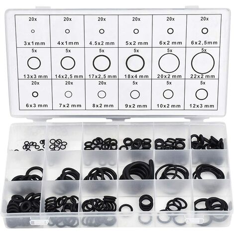 225PCS 18 Tailles Kit Joint Torique Assortiment en Caoutchouc, 3mm-22mm Joint d'Étanchéité Joints Toriques Universel Assortiment, Réparation de Véhicule Climatisation Robinetterie