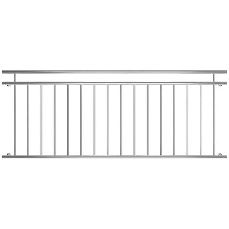 225x90cm Balkongeländer Fenster Geländer Edelstahl Französischer Balkon Gitter Silber V2A
