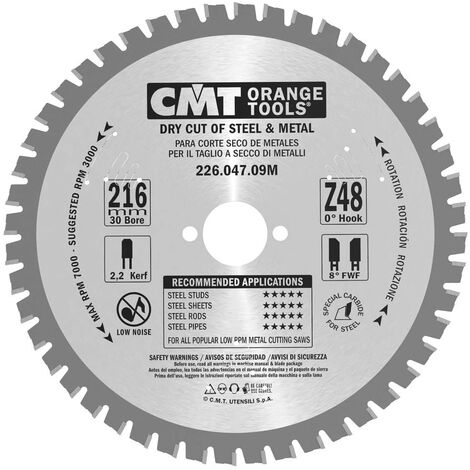 CMT 226.047.09M SIERRA CIRCULAR PARA METALES 216X2.2X30 Z=48 FWF