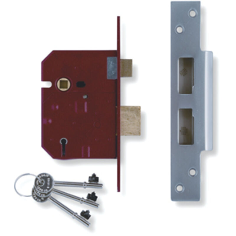 Union - J2134E-SC-2.50 2134E 5 Lever bs Mortice Deadlock Satin Chrome Finish 67mm 2.5in Box UNNJ2134EC25