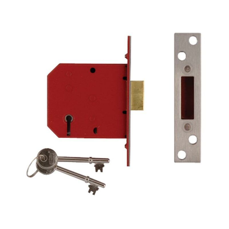 Union - J2101-SC-2.50 2101 5 Lever Mortice Deadlock Satin Chrome Finish 65mm 2.5in Box UNNJ2101SC25