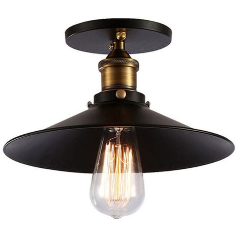 AXHUP 22cm Plafonnier Vintage Rétro E27 Lustre Suspension Luminaire pour Chambre Escalier Salon Noir