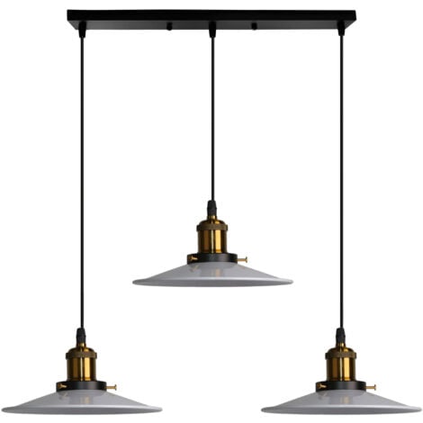 NORCKS Ø22CM Retro Pendant Light Antique Vintage Ceiling Lights Industrial Pendant Lights Iron Metal Lamp Shade 3 Lights For Corridor Kitchen Office White