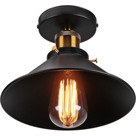 STOEX 22CM Retro Style Chandelier Industrial Ceiling Lamp Black Metal Vintage Ceiling Light for Indoor Bar Club