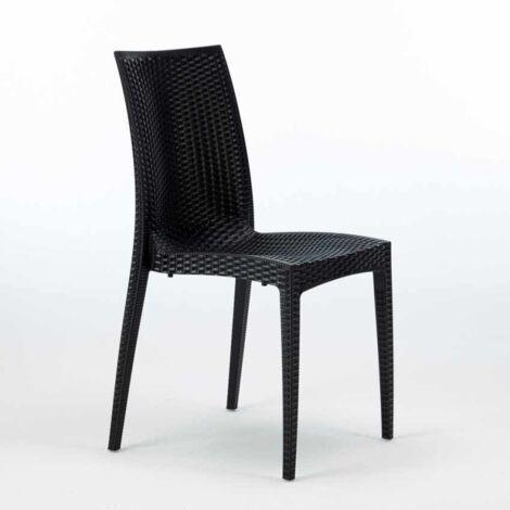 22er Bistrot Grand Soleil Poly-Rattan-Stühle für Bar und Gartenrestaurant - Schwarz