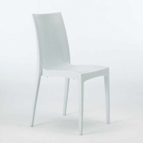 22er Bistrot Grand Soleil Poly-Rattan-Stühle für Bar und Gartenrestaurant - Weiß