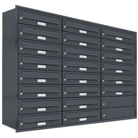 22er Briefkasten Anlage Unterputz Montage RAL 7016 Anthrazit