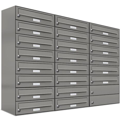 22er Premium Briefkasten Aluminiumgrau RAL Farbe 9007 für Außen Wand Postkasten
