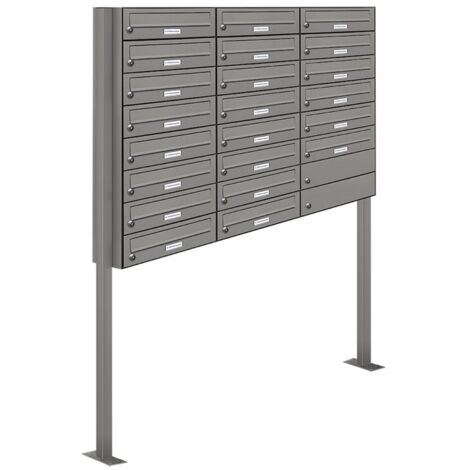 22er Premium Standbriefkasten Aluminiumgrau RAL 9007 freistehend Postkasten Ständer