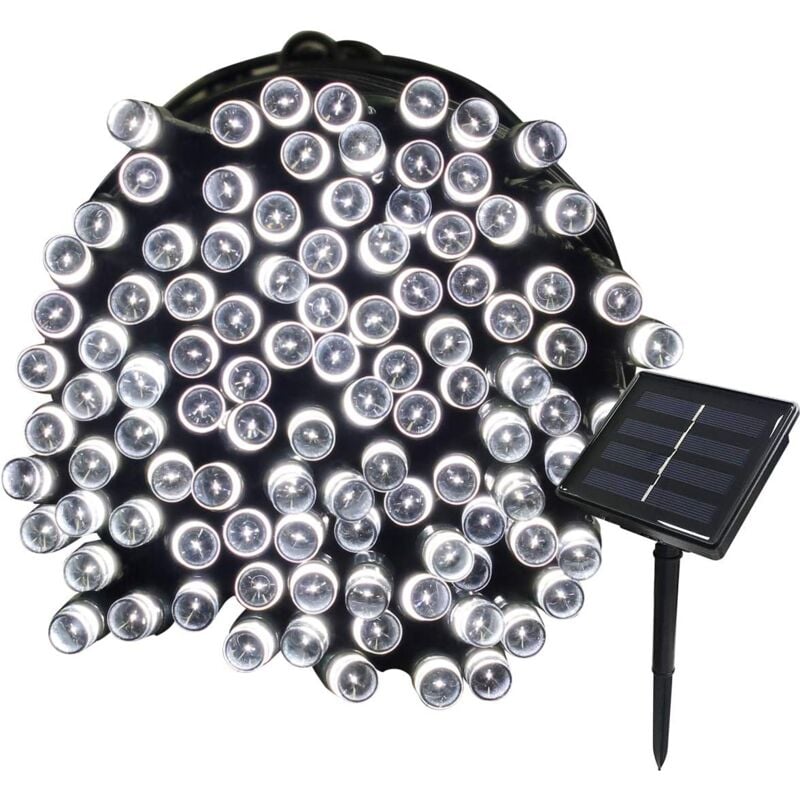 22M Guirlande Solaire 200 led 8 Jeux de Lumière Guirlande Lumineuse Idéal pour Fête, Mariage, Anniversaire et Jardin Extérieur (Blanc)