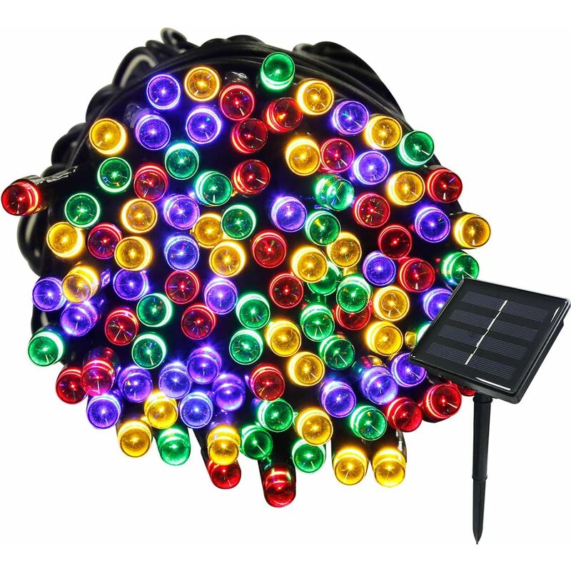 

22M Solar Garland 200 LED 8 juegos de luces ideales para fiestas, bodas, cumpleaños y jardín al aire libre (multicolor)