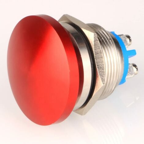 HÉLOISE 22mm 3V/6V/12V/24V/48V/110V/220V Momentary Push Button Switch Metal Mushroom Head Round Start Button 1NO ON Off Auto Reset Domed Screw Terminal(Red)