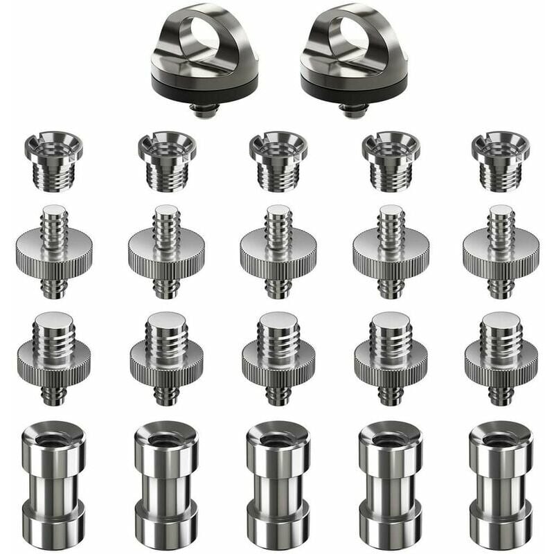 22pcs 1/4 'to 3/8 Threaded Screws Adapter Screw for Camera Strap for Tripod / Monopod / Quick Release Plate