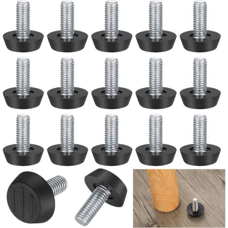 OSQI 22Pcs Adjustable Furniture Leveling Feet, M8 x 20mm Screw-in Leveling Feet, Floor Protector, Round Base, Screws for Chair Legs