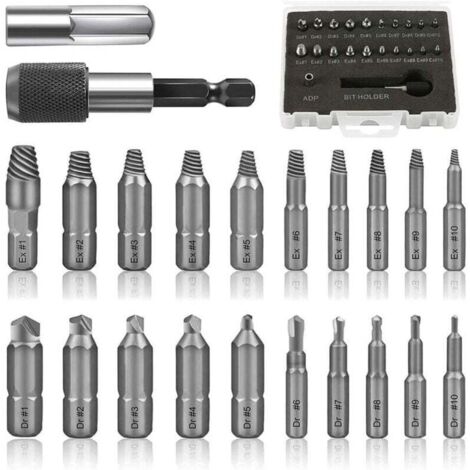 22PCS Extracteurs de Vis Endommagés, Kit d'Extraction pour Boulons et Vis Casse, Outils de Réparation