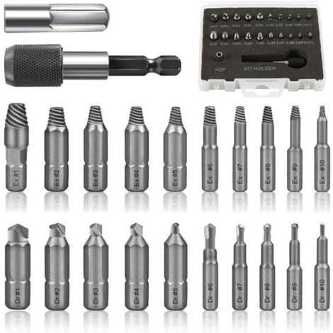 22PCS Extracteurs de Vis Endommagés, Kit d'Extraction pour Boulons et Vis Casse, Outils de Réparation