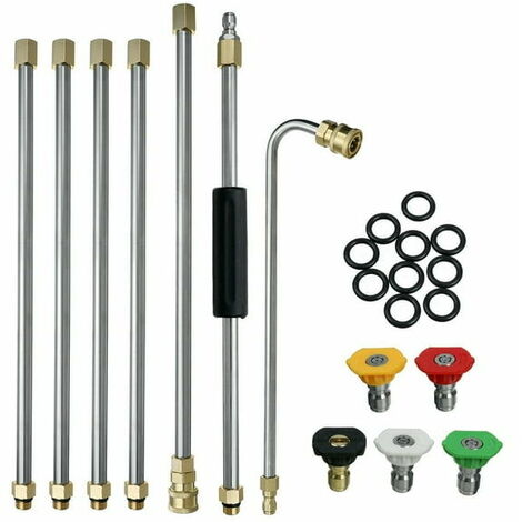 22Pcs Set Outil de Nettoyage de GouttièRe Laveuse à Pression - Rallonges, Buse de Lance de Nettoyeur de Toit