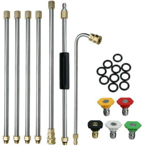22Pcs Set Outil de Nettoyage de GouttièRe Laveuse à Pression - Rallonges, Buse de Lance de Nettoyeur de Toit