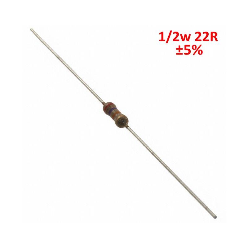 

22R 1/2W Resistencia Carbon 22 Ohm 1/2W 5%