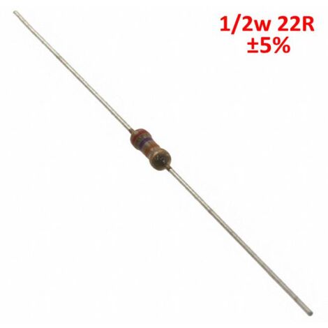 22r 1/2w Resistenza al carbonio 22 Ohm 1/2w 5% 22r1/2w