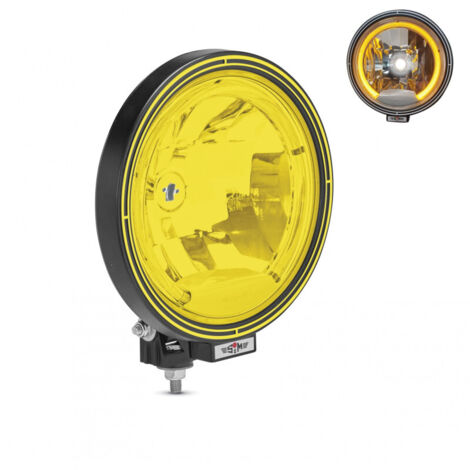 23см Кръгъл халогенен фар светлини за мъгла с насочена светлина + LED Angel Eye ЛЕД Функция Ангелски Очи 12/24V Жълта св