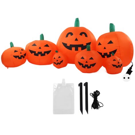 2,3 m großer aufblasbarer Halloween-Kürbis mit LED-Beleuchtung, wetterfest (IP44) und EU-Stecker (220–240 V)
