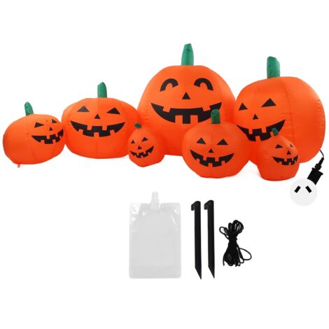 2,3 m großer aufblasbarer Kürbis mit LED-Beleuchtung, IP44-Wetterschutz, für Halloween, Gartendekoration mit 100–240-V-Stecker (Australien)
