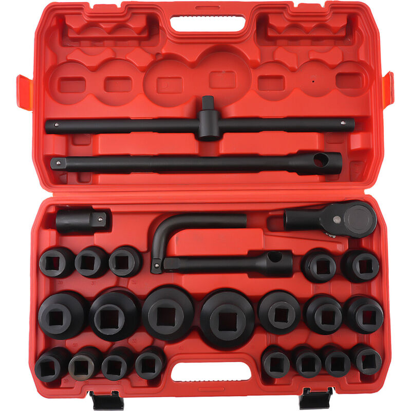 23 Piece 3/4" 1" Impact Socket Set Metric 21-65mm 45 Carbon Steel 6 Point