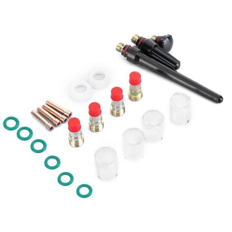 23 pièces Kit Consommables Soudage TIG WP-17/18/26, Lentille Gaz Collet Verre Résistant Chaleur, Lot Gobets Verre Haute Température pour Torche