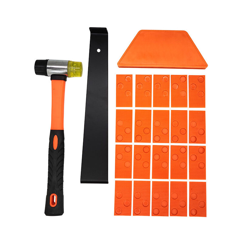 23 Pièces Plancher Laminé Kit, Maillet en Caoutchouc Double Face avec Bloc de Frappe Robuste, Barre de Traction en Acier Robuste, Sol Espaceurs -pour