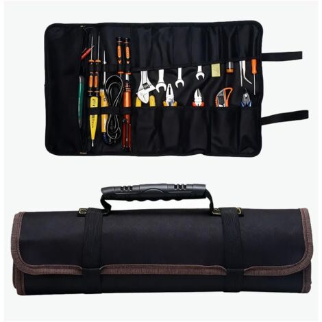 23 Pocket Tool Bag Roll Up，Heavy Duty Tool Roll Bag with Zipper Pouch, Portable Wrench Roll Pouches & Tool Pockets, Fold-able Tool Bags, Tool Organizer Storage Bag