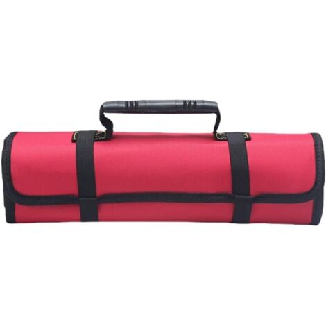23 Pocket Tool Bag Roll Up，Heavy Duty Tool Roll Bag with Zipper Pouch, Portable Wrench Roll Pouches & Tool Pockets, Fold-able Tool Bags, Tool Organizer Storage Bag（Red)