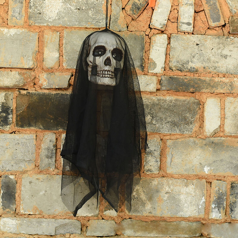 23 Pouces Halloween Fantôme Décoration Suspendue Effrayant Creepy Flying Skull Fantôme avec Lumière LED Yeux Ornement Halloween Cadeau pour Intérieur