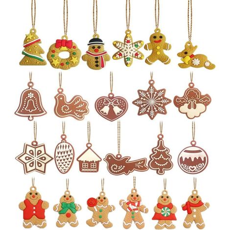 23 Stück Weihnachtsbaum hängende Ornamente, Lebkuchenmann Weihnachtsbaum Anhänger, Mini Weihnachtsschmuck, für Weihnachtsbaum Weihnachtsdekorationen