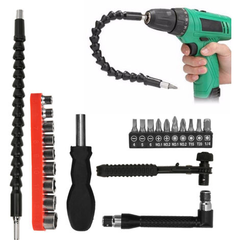 23-teiliges Set flexibler Schraubendreherbits aus Kohlenstoffstahl für elektrische Bohrmaschinen