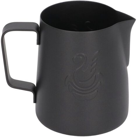 230 ml Edelstahl-Milchkännchen mit abgewinkeltem Griff für Latte-Milchschaum, schwarz