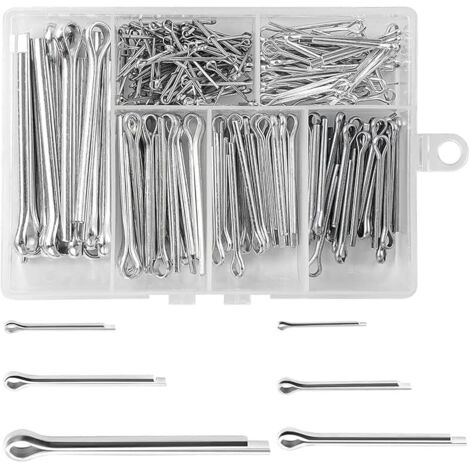 230 Pièces Goupilles Fendues en Acier Inoxydable, Goupille de Verrouillage pour Voiture, Mécanique, Camping-Car - Kit avec Boîte de Rangement, 6 Tailles (M1 M2 M2.5 M3 M4 M5)