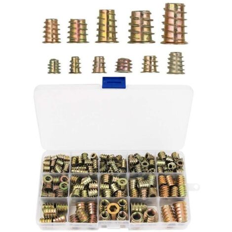 230 Pièces Inserts Filetés en Alliage de Zinc, Écrous M4 M5 M6 M8 M10 pour Meubles en Bois