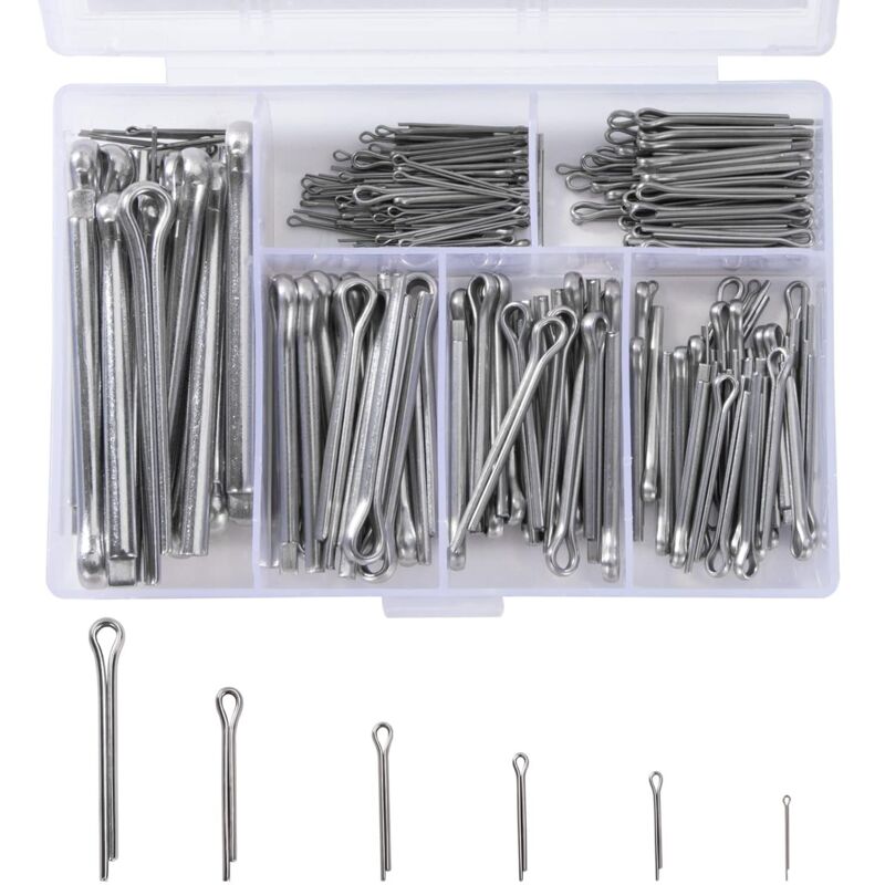 230 Pieces Stainless Steel Split Pins M1 M2 M2.5 M3 M4 M5 Retaining Pin Assortment Kit with Storage Box