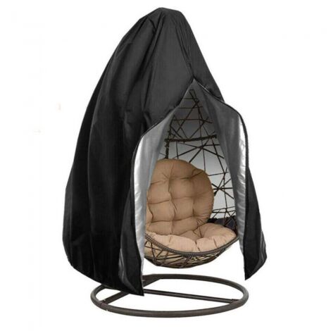 230 x 200 cm Black Hanging Chair Cover for Swing - 210D Oxford Fabric - Waterproof - Windproof and Anti-UV