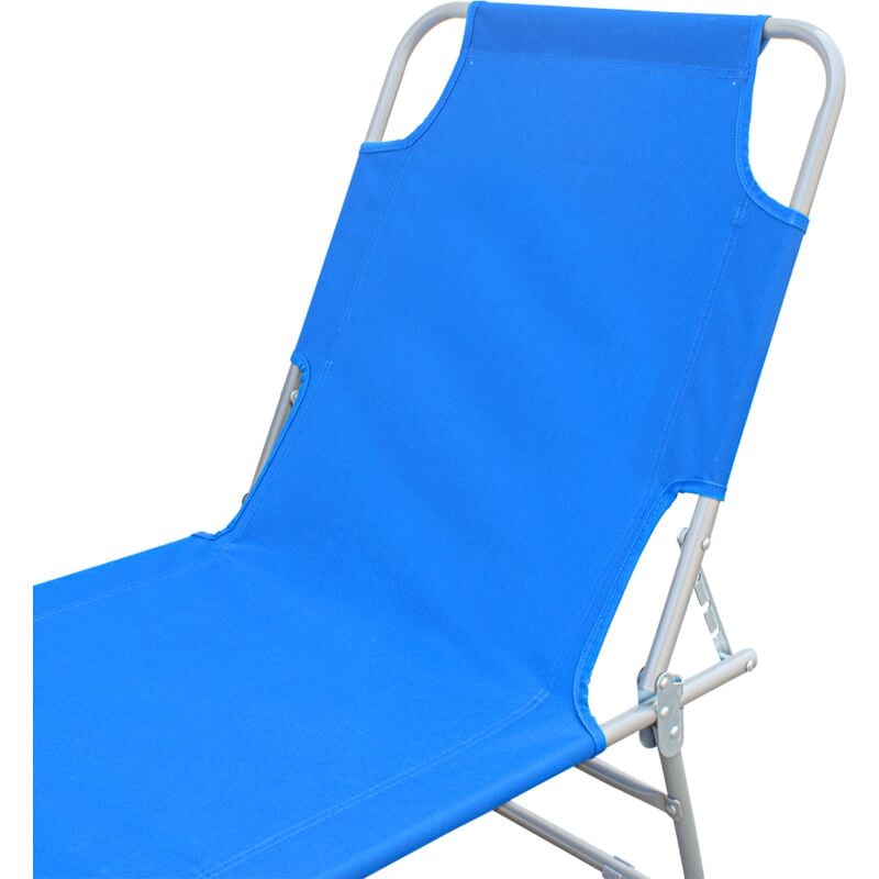 Mediawave Store - 2309 Transat pliant avec dossier réglable pour plage ou jardin Couleur: Bleu