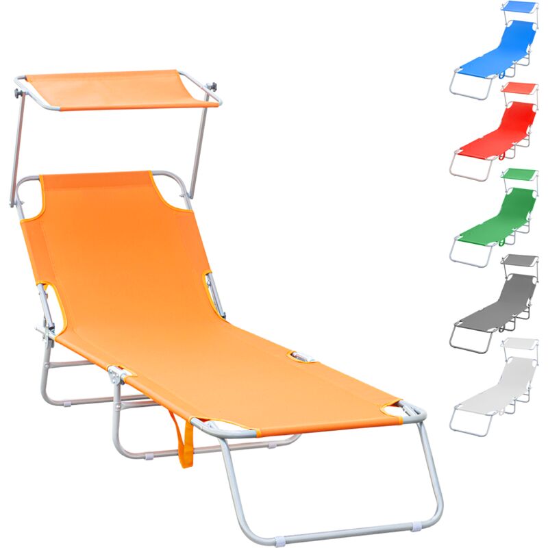 Mediawave Store - 2309P Transat pliant avec dossier réglable et parasol Couleur: Beige