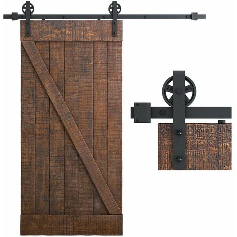230cm Kit de Hardware Puerta Granero Corredera Riel para Puerta Corredera Capacidad 150kg